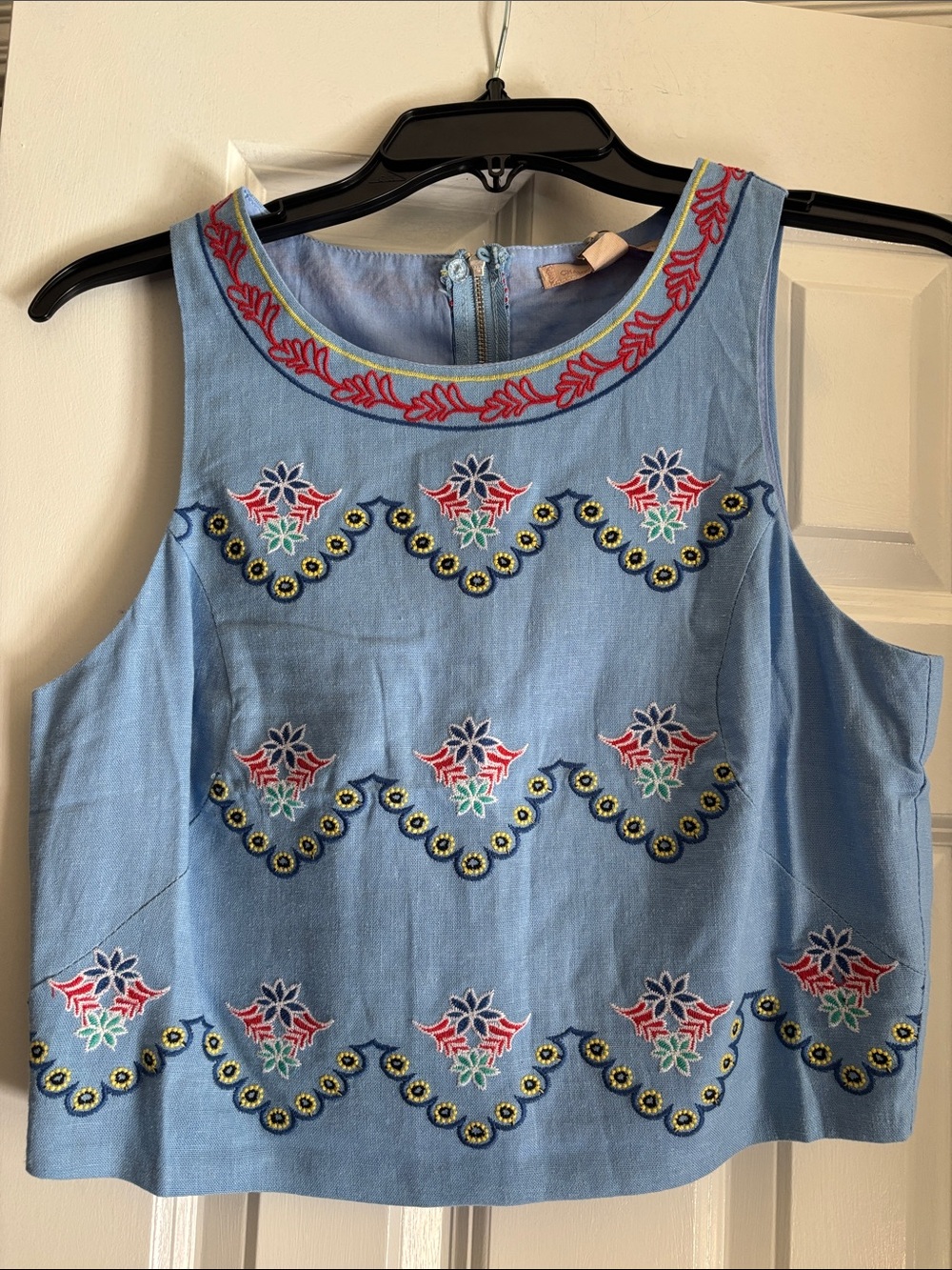 Light Blue Embroidered Sleeveless Camisole